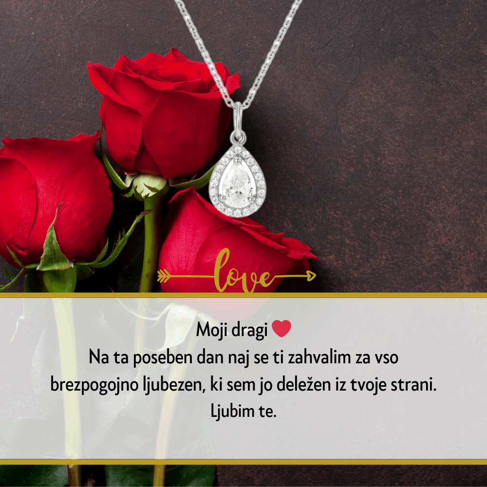 1. Darilo za dan žena (dostava 2-3 dni) - verižica srce s personaliziranim posvetilom za ženo, soprogo, punco