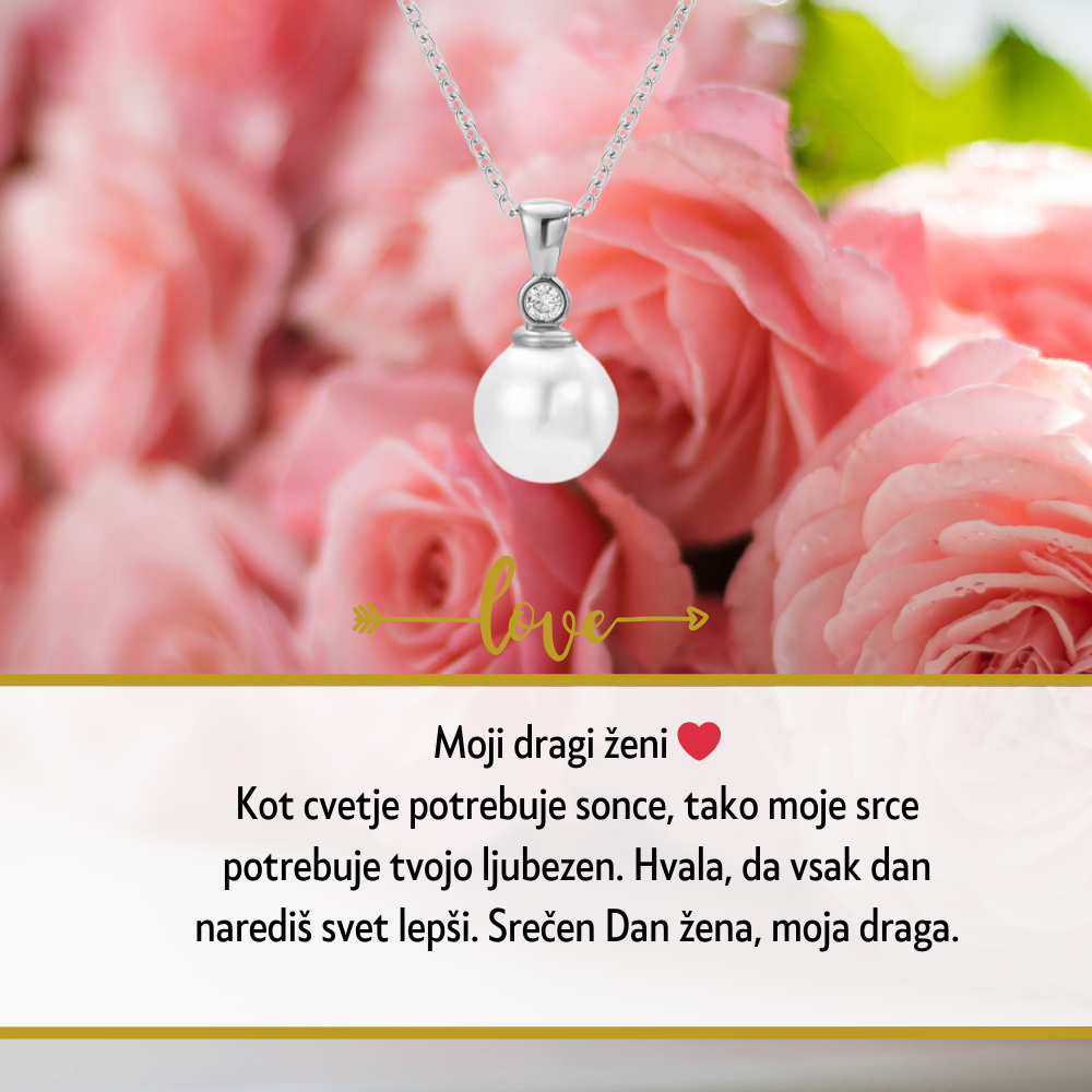 5. Darilo za dan žena (dostava 2-3 dni) - verižica srce s personaliziranim posvetilom za mamico