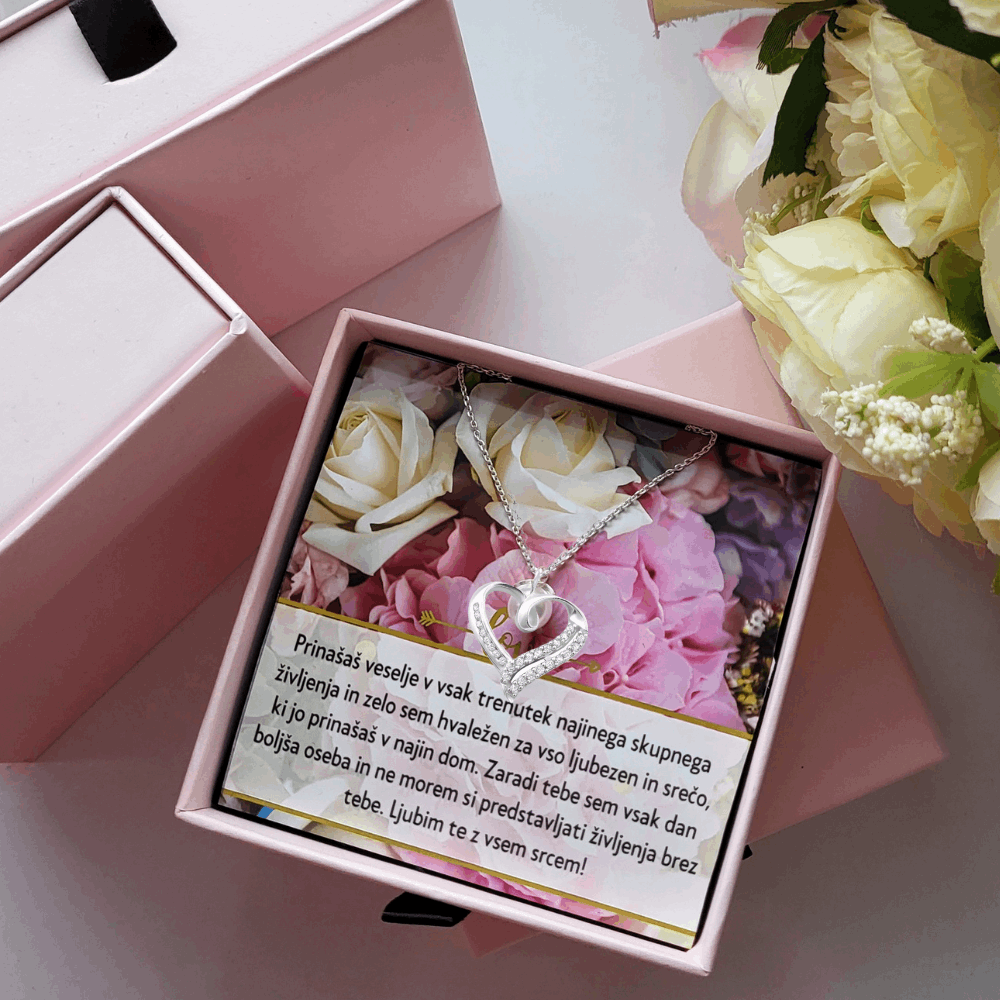 Vrtnice za valentinovo s posvetilom in verižico za ženo, popolno valentinovo darilo in darilo za dan žena