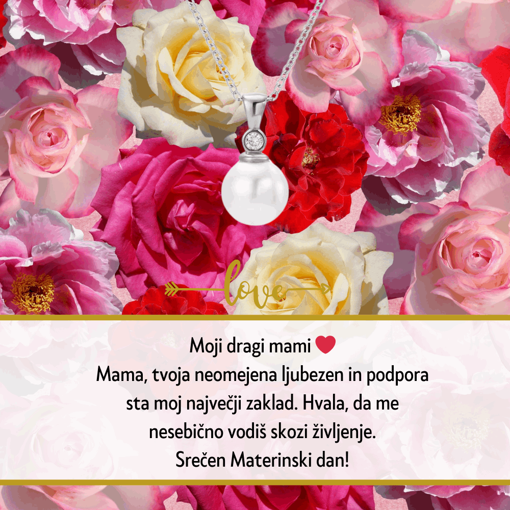 Personalizirani nakit za materinski dan z mislijo ali verzom, izbranim posebej za mamo, kot simbol edinstvene vezi ljubezni