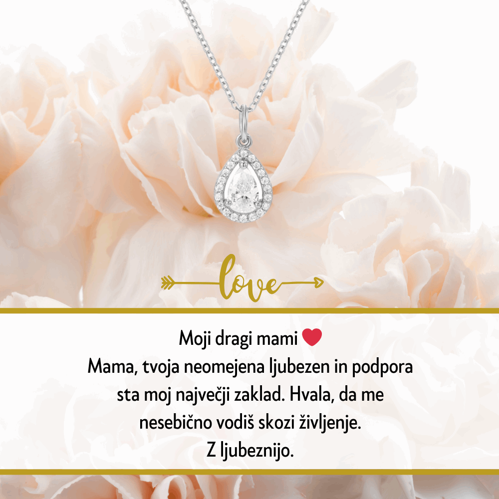 Edinstveno darilo za materinski dan - zlata ogrlica s posebno izbranim verzom, ki izraža globoko ljubezen in spoštovanje.