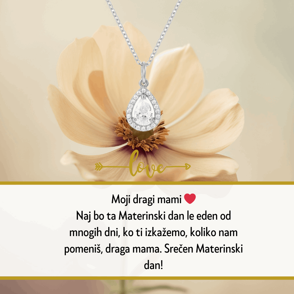 48. Darilo za materinski dan (dostava 2-3 dni) - verižica srce s personaliziranim posvetilom za mamico