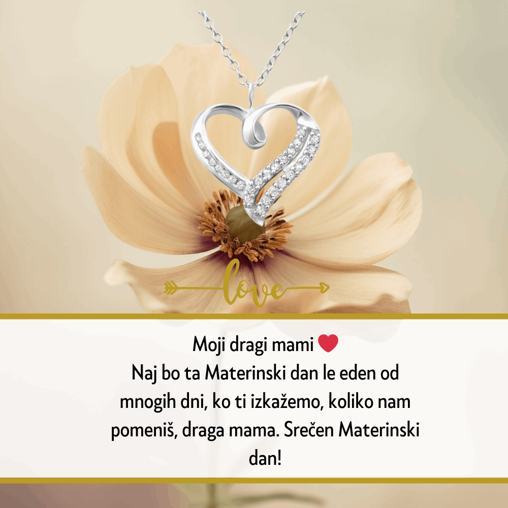 48. Darilo za materinski dan (dostava 2-3 dni) - verižica srce s personaliziranim posvetilom za mamico