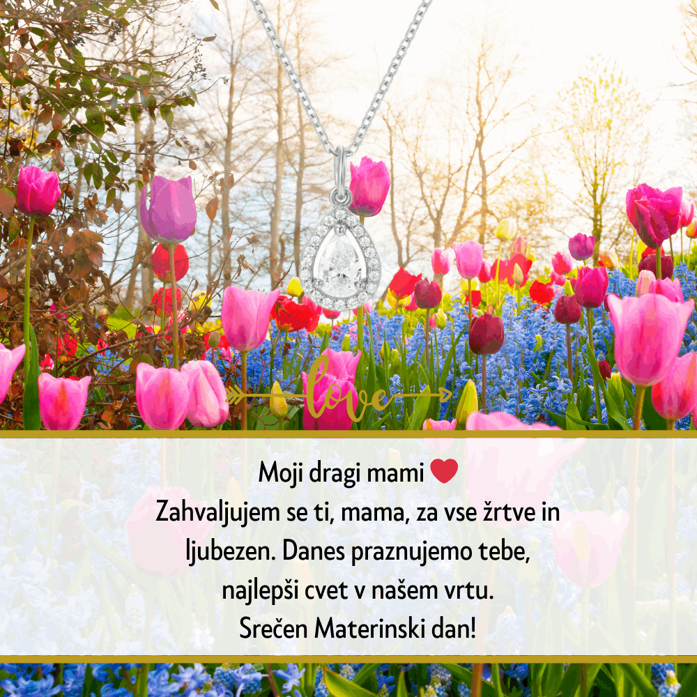 47. Darilo za materinski dan (dostava 2-3 dni) - verižica srce s personaliziranim posvetilom za mamico