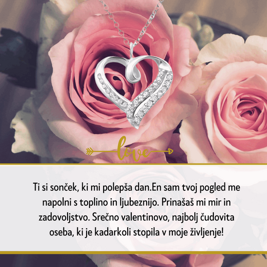 Vrtnice za valentinovo s posvetilom in verižico za ženo, popolno valentinovo darilo in darilo za dan žena, perosonalizirano darilo za valentinovo