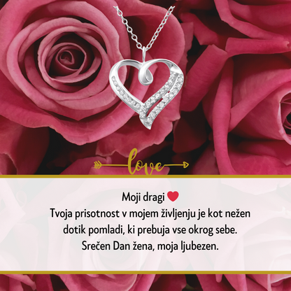 7. Darilo za dan žena (dostava 2-3 dni) - verižica srce s personaliziranim posvetilom za mamico