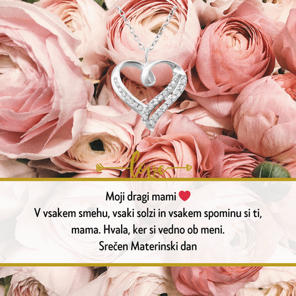 35. Darilo za materinski dan (dostava 2-3 dni) - verižica srce s personaliziranim posvetilom za mamico