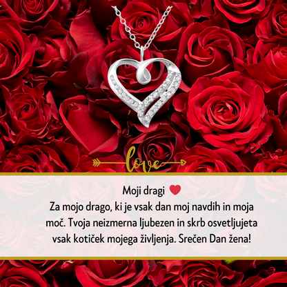 6. Darilo za dan žena (dostava 2-3 dni) - verižica srce s personaliziranim posvetilom za mamico