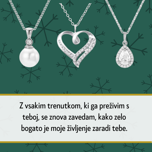 Iščete posebno darilo? Personalizirana verižica z obeskom v obliki srca in kristali bo popolna izbira za Božič ali obletnico.
