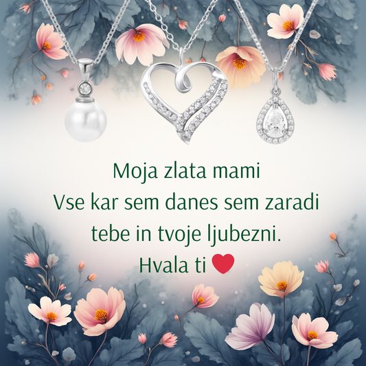 100. Darilo za mamico (dostava 2-3 dni) - verižica srce s personaliziranim posvetilom za mamico (Copy)