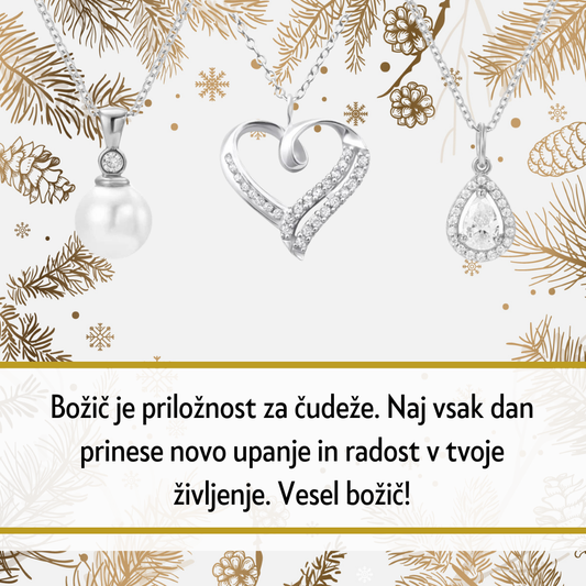 Čudovita srebrna ogrlica z ročno nameščenimi kristali je idealna za praznike. Dodajte osebni pridih z gravuro za nepozaben vtis.